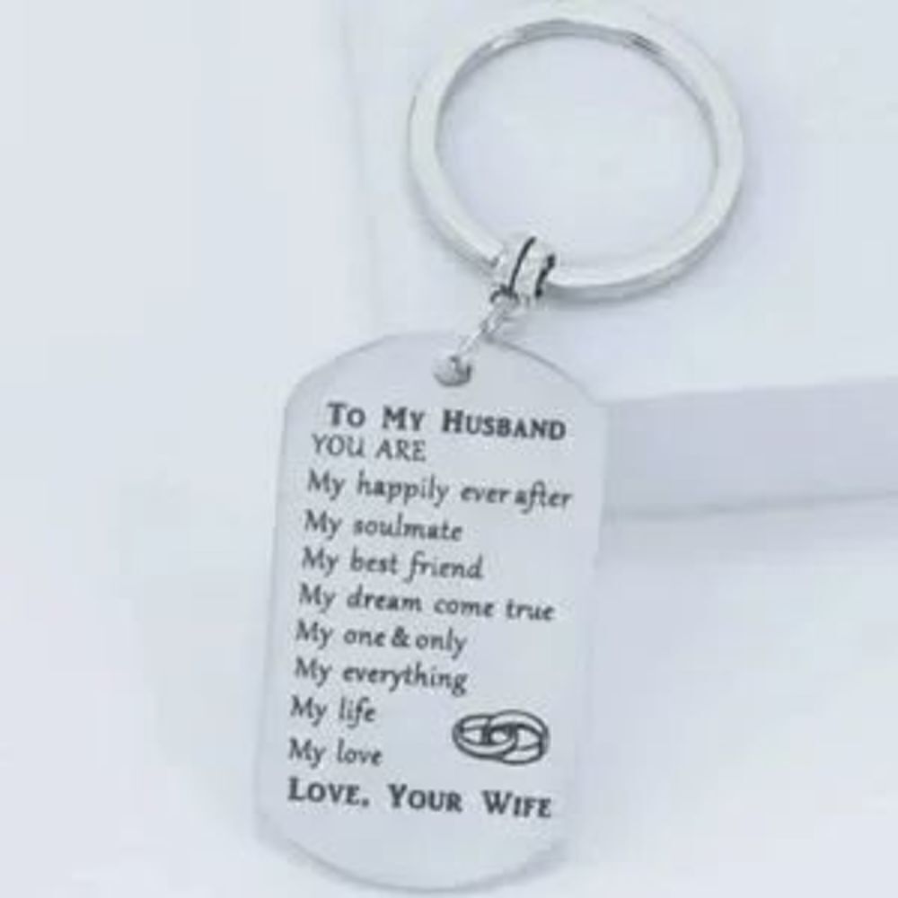 SILVER STAINLESS STEEL ADORING HUSBAND KEYCAHIN